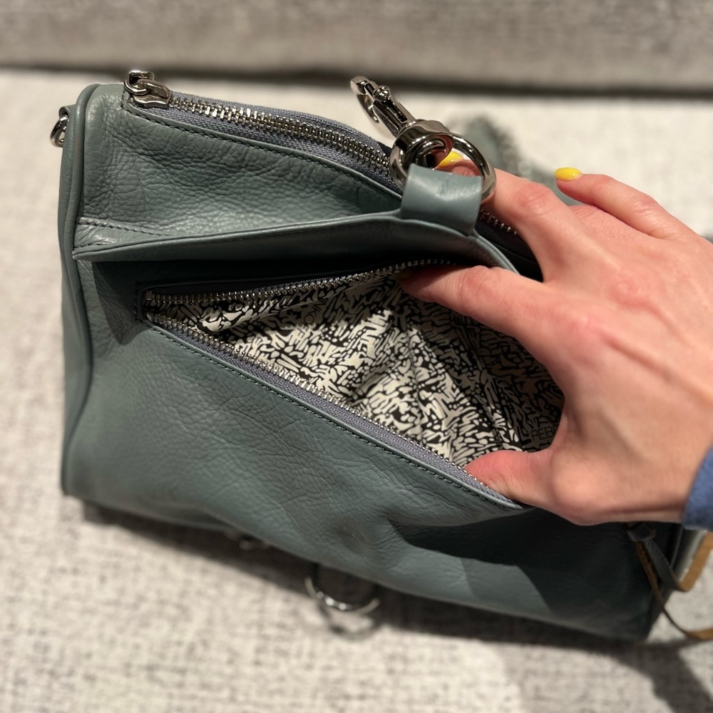 REBECCA MINKOFF MAC large bag teal blue crossbody purse EUC removable strap - Picture 9 of 16